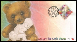 RSA 2001 FDC No Excuse For Child Abuse Pas D'Excuse Maltraitance Enfant Nounours Ours Peluche Bébé Main Coeur Hand Heart - Brieven En Documenten