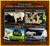 Bloc Oblitéré De 4 T.-P. - Ours Polaires Ursus Maritimus Réchauffement Climatique Changement Climatique - Maldives 2020 - Maldives (1965-...)