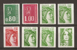 France - Sabine De Gandon, Marianne De Bequet - Petit Lot De 8 MNH - Non Dentelés Verticalement - Coil Stamps