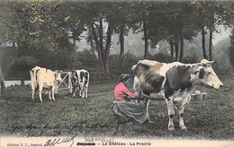 Dormans       51         Château. La Prairie. Femme Trayant Une Vache      (voir Scan) - Dormans