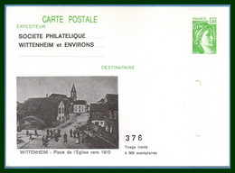 Entier Cp Repiqué Neuf WITTENHEIM 1979 Place De L'Eglise Vers 1910 - Wittenheim