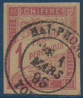 FRANCE Colonies Générales N°26 1fr Rose Sur Paille Obl Hai-Phong /Tonkin Superbe ! Signé Marquelet - Postage Due