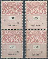 Paesi Bassi-HOLLAND-NETHERLANDS,Period Of 1900 Revenue Stamps Fiscal Tax JE Maintiendrai In Pairs X2 Strip 10c MNH,Rare - Fiscaux