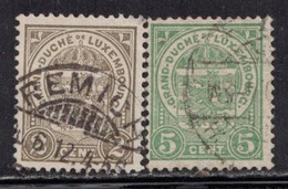 LUXEMBOURG Scott # 76, 78 Used - Coat Of Arms - 1907-24 Abzeichen