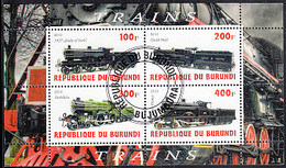 Burundi 2010 Used Sheet Of 4 Trains Cinderella - Usati