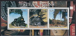 Eritrea 2002 MNH Sheet Of 3 5n Steam Trains Cinderella - Erythrée