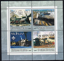 Eritrea 2002 MNH Sheet Of 4 3n Steam Train Scouts Emblem Cinderella - Eritrea