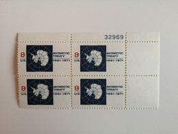 1971..UNITED STATES...BLOCK OF 4 STAMPS..ANTARCTIC TREATY - Antarctic Treaty