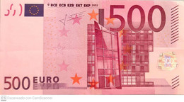 500 EURO ALEMANIA(X) Low Nummer, R010 Año 2002, Segunda Firma TRICHET, Very Scarce - 500 Euro