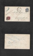 German States - Braunschweig. 1865 (7 Apr) Braunschweig - Goldenstedt. 2gr Blue Stat Env + 1gr Rose Perce Adtl, Both Tie - Zonder Classificatie