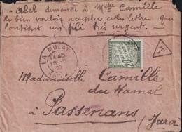 RHONE - LA MULATIERE - TAXE 20c VERT BANDEROLE - "Abel Demande à Mlle Camille De Bien Vouloir Accepter Cette Lettre Qui - 1859-1959 Lettres & Documents