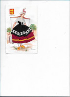 Carte Brodée Femme Costume Folklorique NORMANDIE Blason Illustrateur  Les Edition Vacances Ajoutis Tissu - Ricamate