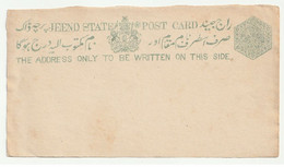 Jhind Jeend Etat Princier De L'inde Entier Postal (H) - Jhind