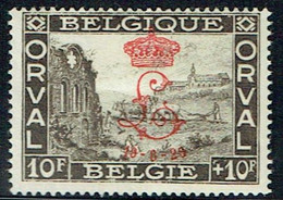 Belgien / Belgique / Belgium 1929, Abtei / Abbaye / Abbey, Grundsteinlegung Kirche Abtei Orval, MiNr. 243I, Monogramm,* - Abbeys & Monasteries