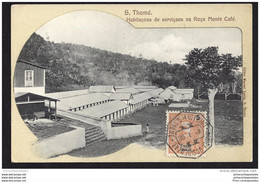 CPA Sao Thomé Et Principe Habitaçoes De Serviçaes Na Roça Monte Cfé - Sao Tome And Principe