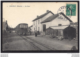 CPA 50 Gavray La Gare Et Le Train Tramway Ligne De Sourdeval - Avranches - Granville - St Lo - Brehal