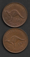 Monnaie Australie  Un Penny 1950 Et 1952 Plat1 N091 - Autres & Non Classés