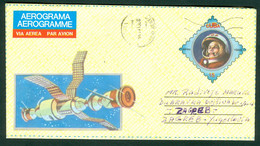 Cuba 1989 Aerogram Gagarin Cosmos Satellite 1986 RADIVOJE - Brieven En Documenten