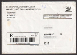 Registered Letter Cover 2000's Hungary OFFICIAL Imprinted Label Ministry Interior Port Paye Taxe Percue Paid - Brieven En Documenten