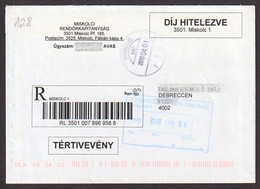 Registered Letter AR Avis Recept 2010 Hungary OFFICIAL Imprinted Label Port Paye Taxe Percue Miskolc POLICE Office COURT - Lettres & Documents