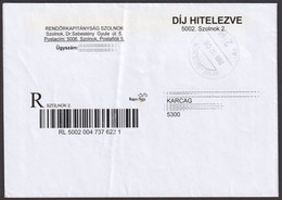 Registered Letter Cover 2009 Hungary OFFICIAL Imprinted Label Port Paye Taxe Percue Paid - SZOLNOK City POLICE Office - Brieven En Documenten