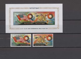 Aitutaki 1975 Space Apollo-Soyuz Set Of 2 + S/s MNH - Oceania