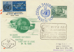ÖSTERREICH 1955 PAA Wien-New York (10 Jahre UNO) (Kat 32AVVB)  - Sonderflug - Otros & Sin Clasificación