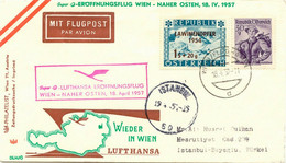 ÖSTERREICH 1957 3 Versch. LH Erstflüge WIEN-ISTANBUL, WIEN-HAMBURG, WIEN-MÜNCHEN - Altri & Non Classificati