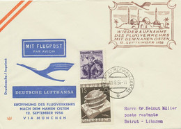 ÖSTERREICH 1956 Selt. Österr. Mitläuferpost Mit Dt. Lufthansa MÜNCHEN - BEIRUT - Otros & Sin Clasificación