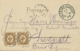 ÖSTERREICH "SEESTADTL" (Böhmen) Fingerhut-K1 U. K1 "SALZBURG-BAHNHOF" PORTO 1904 - Briefe U. Dokumente