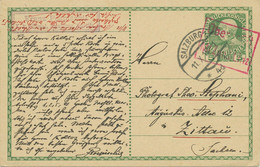 ÖSTERREICH "Überprüft / MI.Zens. Linz" Lila RA2 U K2 "SALZBURG / 4d" 5 H GA 1915 - Briefe U. Dokumente