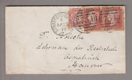 Grossbritannien 1879-04-22 Stratford Brief Nach Osnabrück 1 P. + 1 P. + 1/2 P. - Briefe U. Dokumente