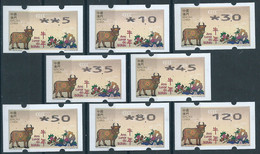 MACAU 2021 ZODIAC YEAR OF THE OX/COW ATM LABELS NAGLER SET OF 8 VALUES - Distributeurs
