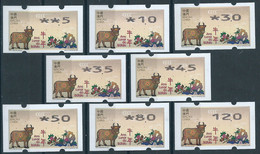 MACAU 2021 ZODIAC YEAR OF THE OX/COW ATM LABELS NAGLER SET OF 8 VALUES - Automaten