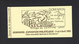 CARNET PRIVE MARIANNE BRIAT EXPOSITION PHILATELIQUE A GONFARON 1993 THEME ANNE TORTUE VIN RAISIN - Altri & Non Classificati