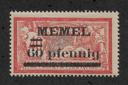 Memel 1920, Surcharged 60pf On 40c, Scott # 24,VF MNH**OG - Neufs