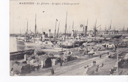Marseille, La Joliette, Le Quai D'embarquement, Bateaux De Pêche Et Cargos 1913 Belle Animation - Commerce