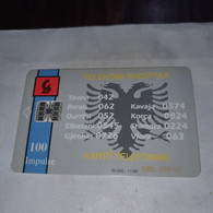 Albania-insig-(100impulse)-(1)-(1001-054765)-tirage-85.000-11/1996-used Card+1card Prepiad Free - Albanië