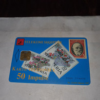 Albania-Stamps/old Telephone-(50impulse)-(13)-(0500774476)-tirage-?-used Card+1card Prepiad Free - Albanien