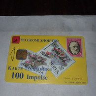 Albania-Stamps/old Telephone-(100impulse)-(14)-(1000-536440)-tirage-?-used Card+1card Prepiad Free - Albanië