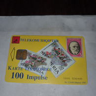 Albania-Stamps/old Telephone-(100impulse)-(14)-(1000-536440)-tirage-?-used Card+1card Prepiad Free - Albania