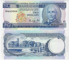 Barbados Banknote 2 Dollars 1986 Pick-36 Uncirculated - Barbades