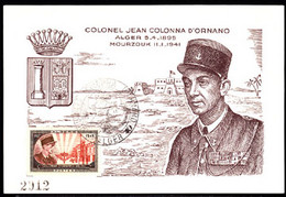 ALGERIA (1951) Colonel D'Ornano. Maximum Card With Special Cancel For Royal Visit. Scott No B62, Yvert No 286. - Maximum Cards