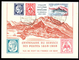 NEW CALEDONIA (1960) New Caledonia Stamp Centenary. Maximum Card With First Day Cancel. Scott No 317a, Yvert No BF2. - Tarjetas – Máxima