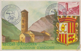 Carte  Maximum  ANDORRE   Clocher  De  SAINTE  COLOMA   1956 - Cartas Máxima