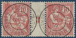 FRANCE Mouchon 1900 N°124 Paire Millésime 3 Oblitéré "Postes Bureau/frontières E" RR & Superbe - 1900-02 Mouchon