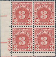 Stati Uniti D'america,United States,U.S.A, 1930 Revenue Stamps,Postage Due 3c In Block Of 4 With Sheet Margin, MNH - Segnatasse