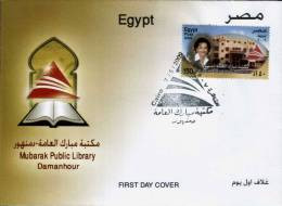 EGYPT / 2009 / DAMANHOUR / MUBARAK PUBLIC LIBRARY / VF FDC / 3 SCANS . - Covers & Documents
