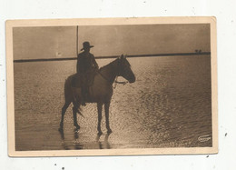 Cp , Silhouette De Gardian Sur L'étang Du VALCARES , Cavalier , Cheval ,EN CAMARGUE , écrite 1933 - Scherenschnitt - Silhouette