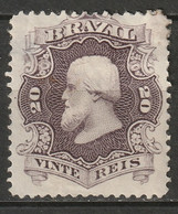 Brazil 1866 Sc 54a  MH* Dull Violet Disturbed Gum/small Thin - Ongebruikt